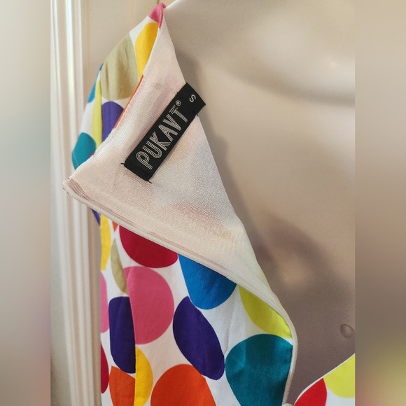 PUKAV Polka-dot Cocktail Dress Cap Sleeve 1950 Retro Swing Dress w/ Pockets Smal - Picture 7 of 10